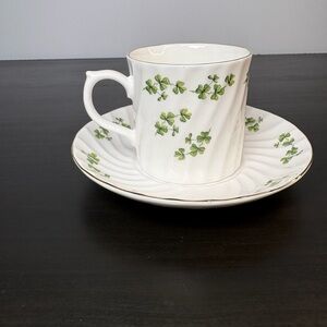 Vintage Golden Crown Shamrock Demitasse Cup Saucer Teacup China Irish Classic